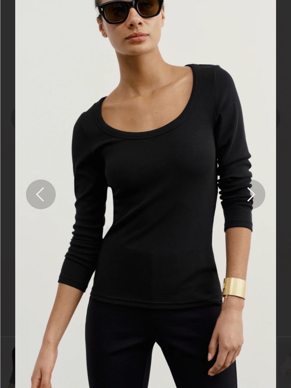 AYR Open Ended Scoop Neck Tee Top - Black - Size S